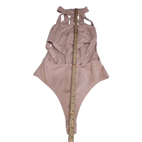 Naked Wardrobe Women Small Caged Halter Bodysuit Cutout Pink Clubwear Festival - Picture 7 of 12